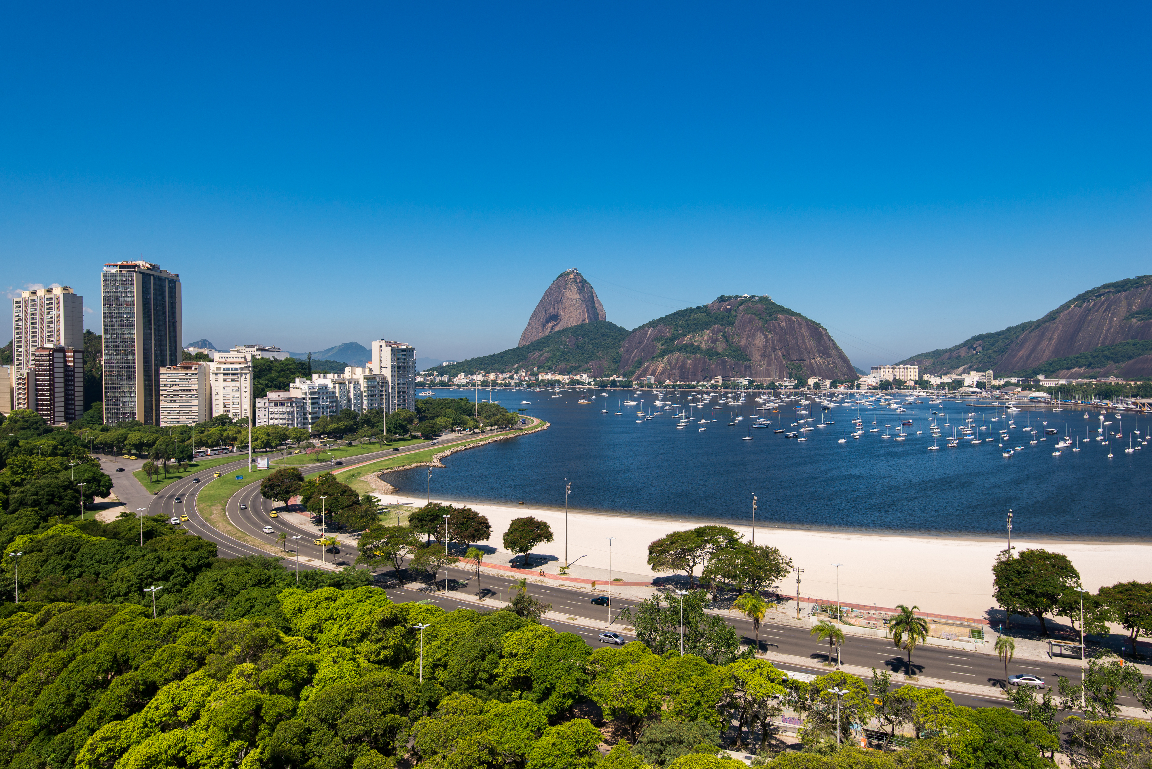 Botafogo beach and bay with Sugarloaf Mountain rising behind, Rio de Janeiro