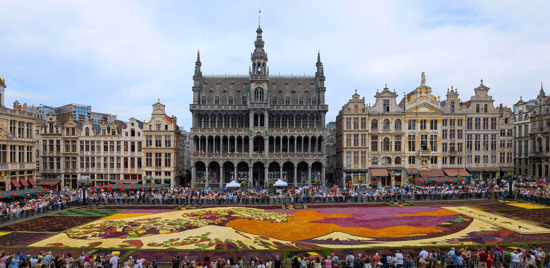 The flower carpet, laid across the paving every two years in mid-August