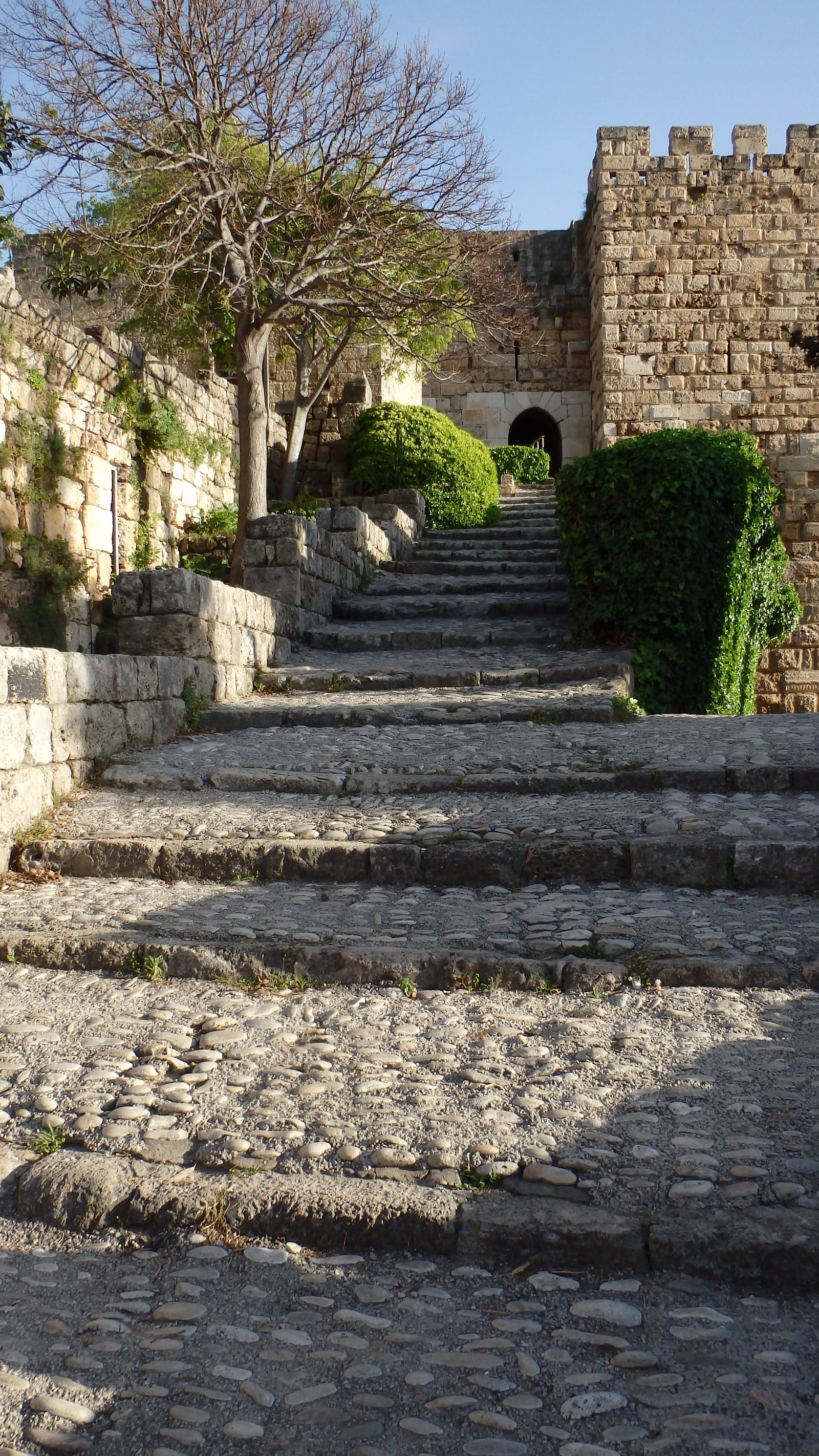 Stone staircase inside the medieval Crusader castle at Byblos