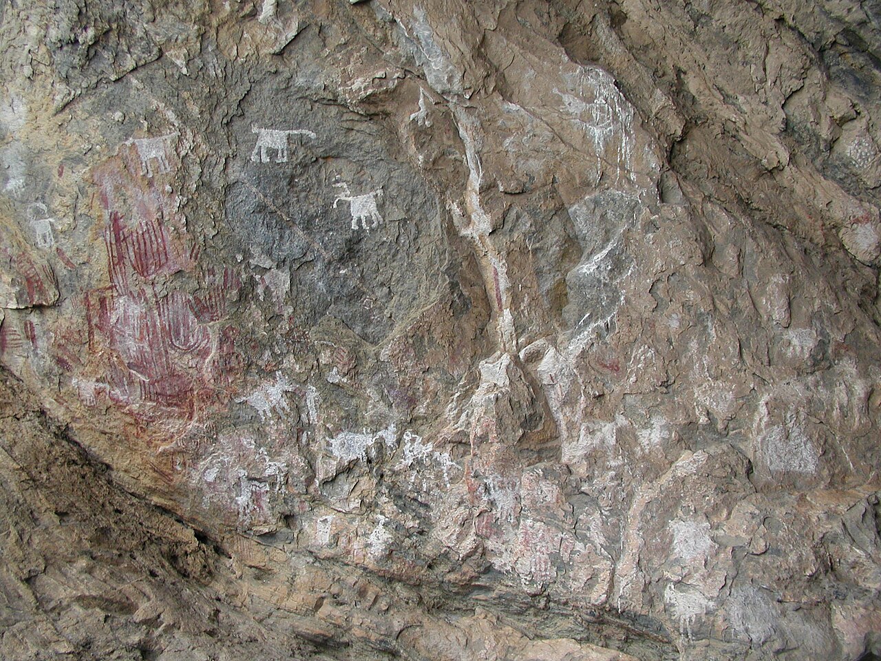 Rock shelter with ancient painted geometric designs at Chongoni, Malawi
