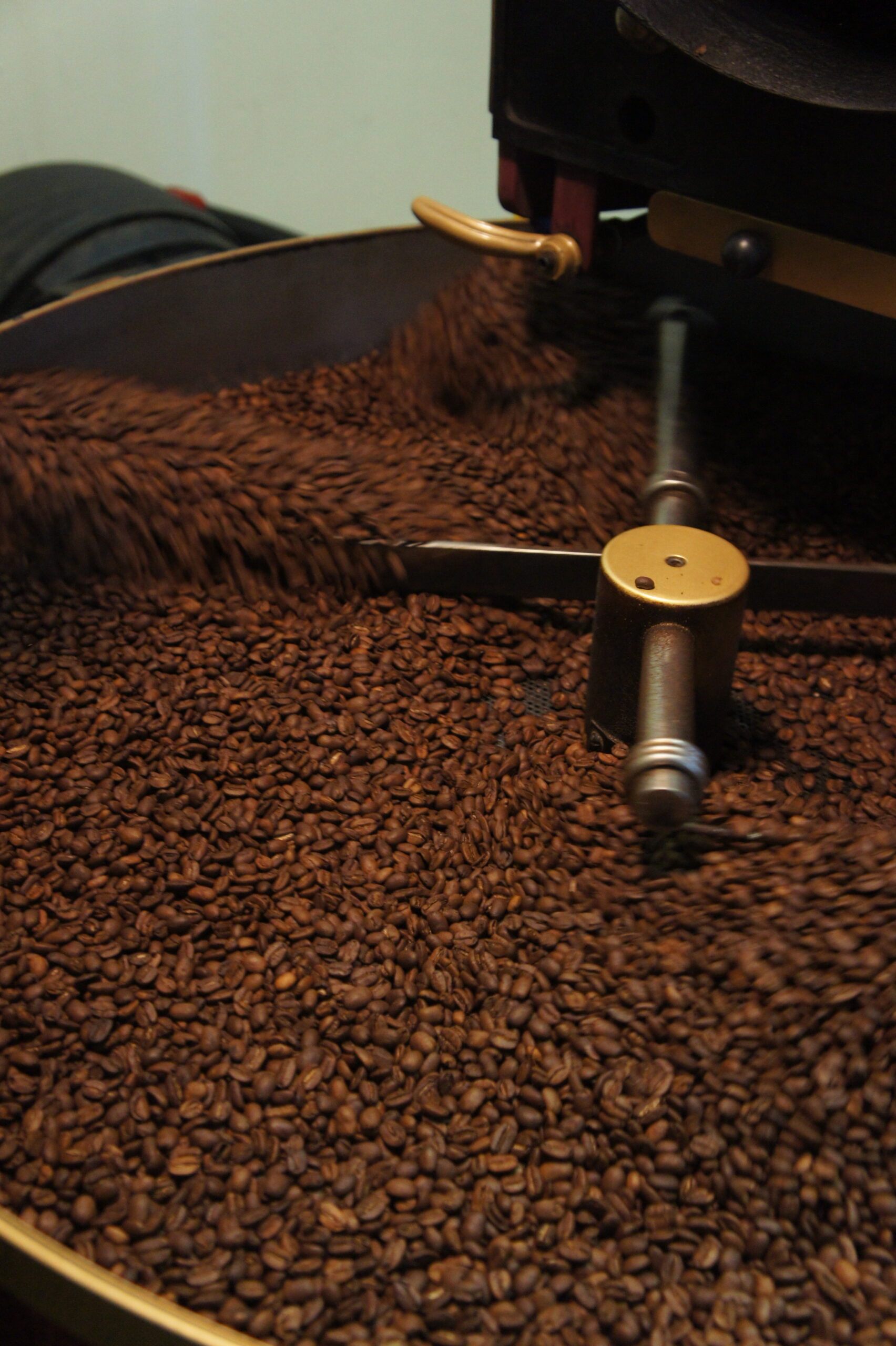 Freshly Roasted Dark Espresso Beans in Cooling Tray