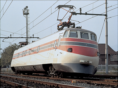 The experimental FIAT Y 0160 tilting train prototype, developed by Fiat Materiale Ferroviario