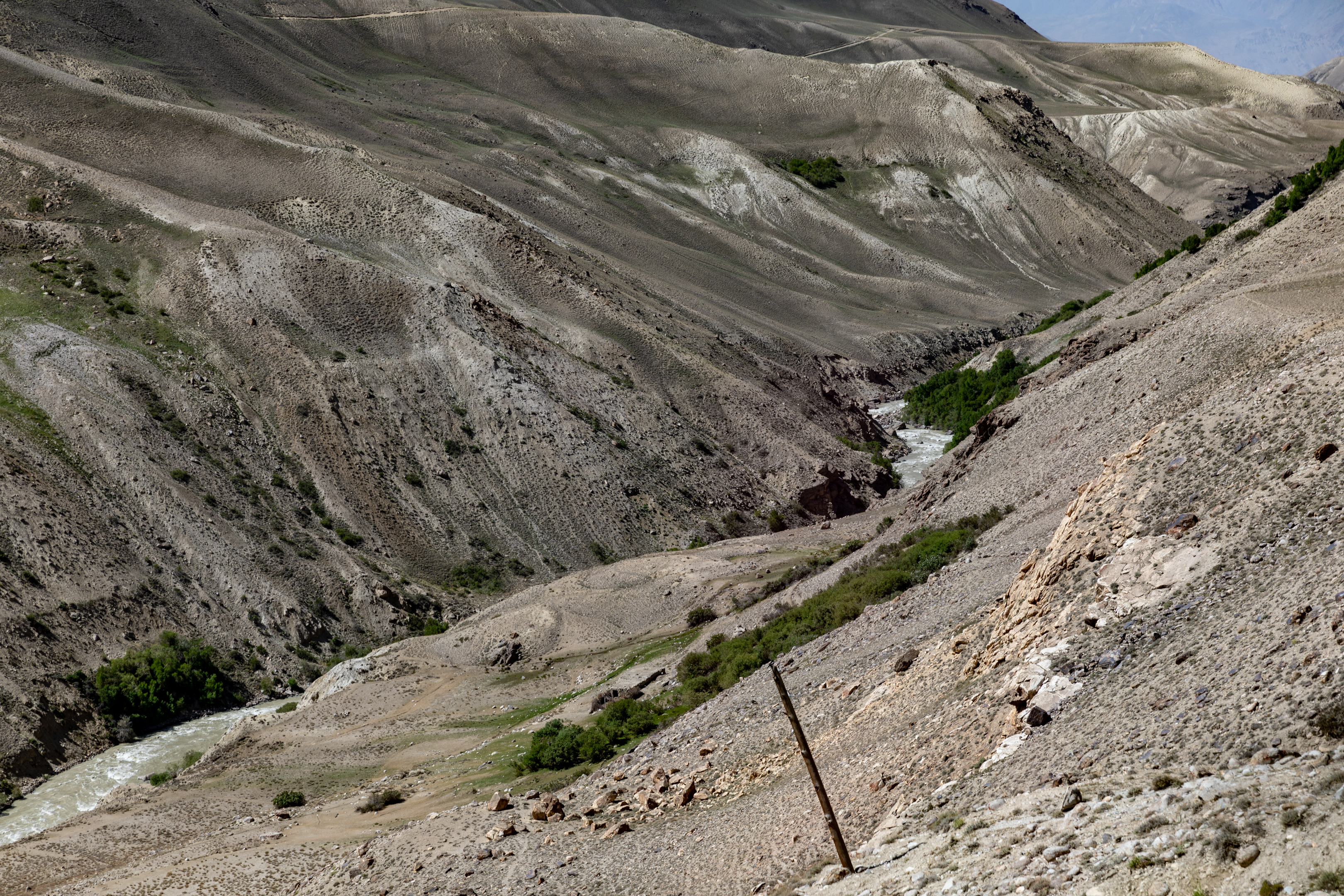 Pamir Mountains high-altitude plateau road between Langar and Murghab, Tajikistan