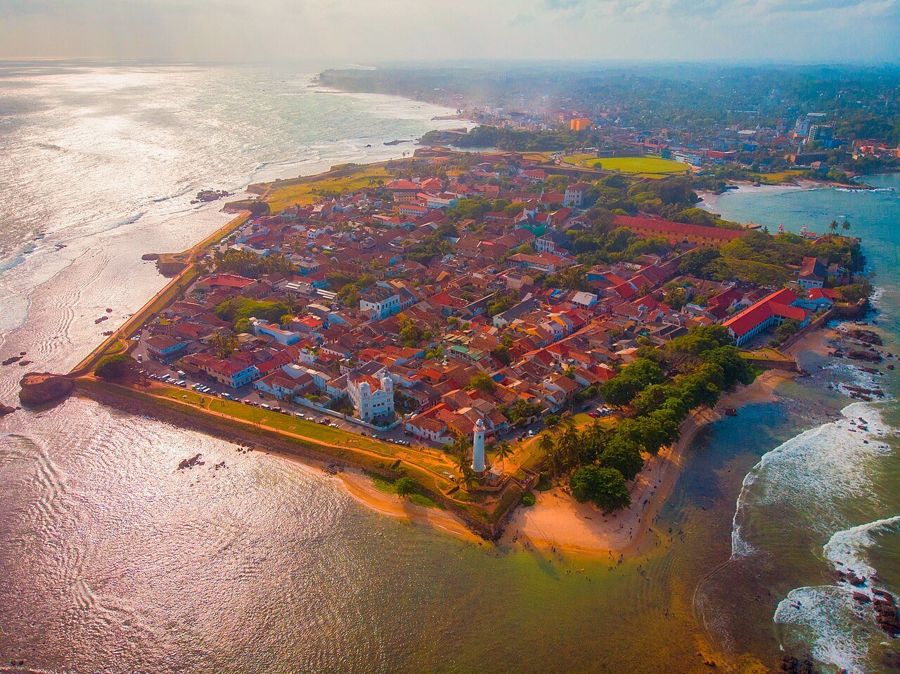 Galle Fort ramparts colonial bastions Indian Ocean sunset Sri Lanka