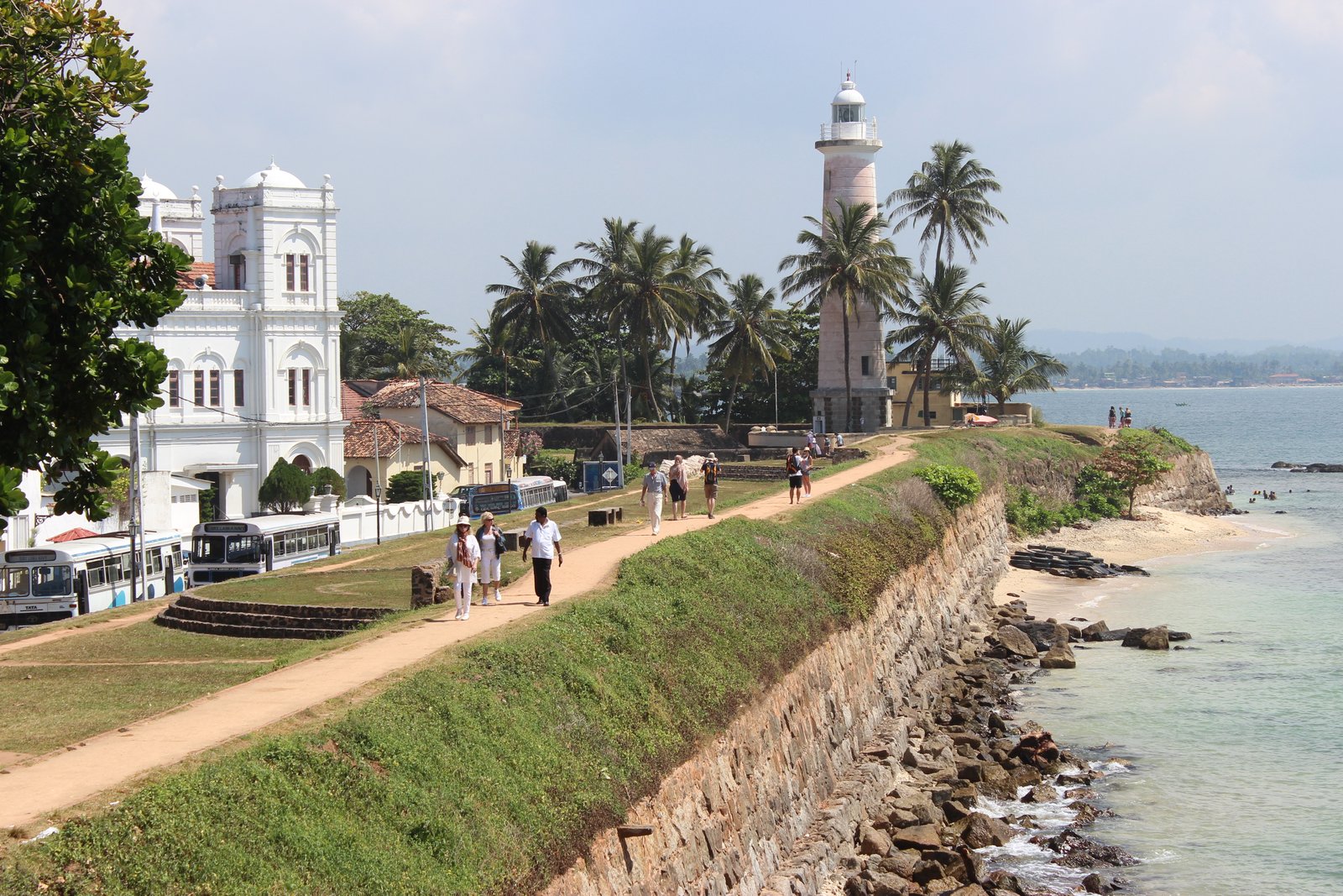 Galle Fort ramparts and lighthouse on the southern Sri Lankan coast