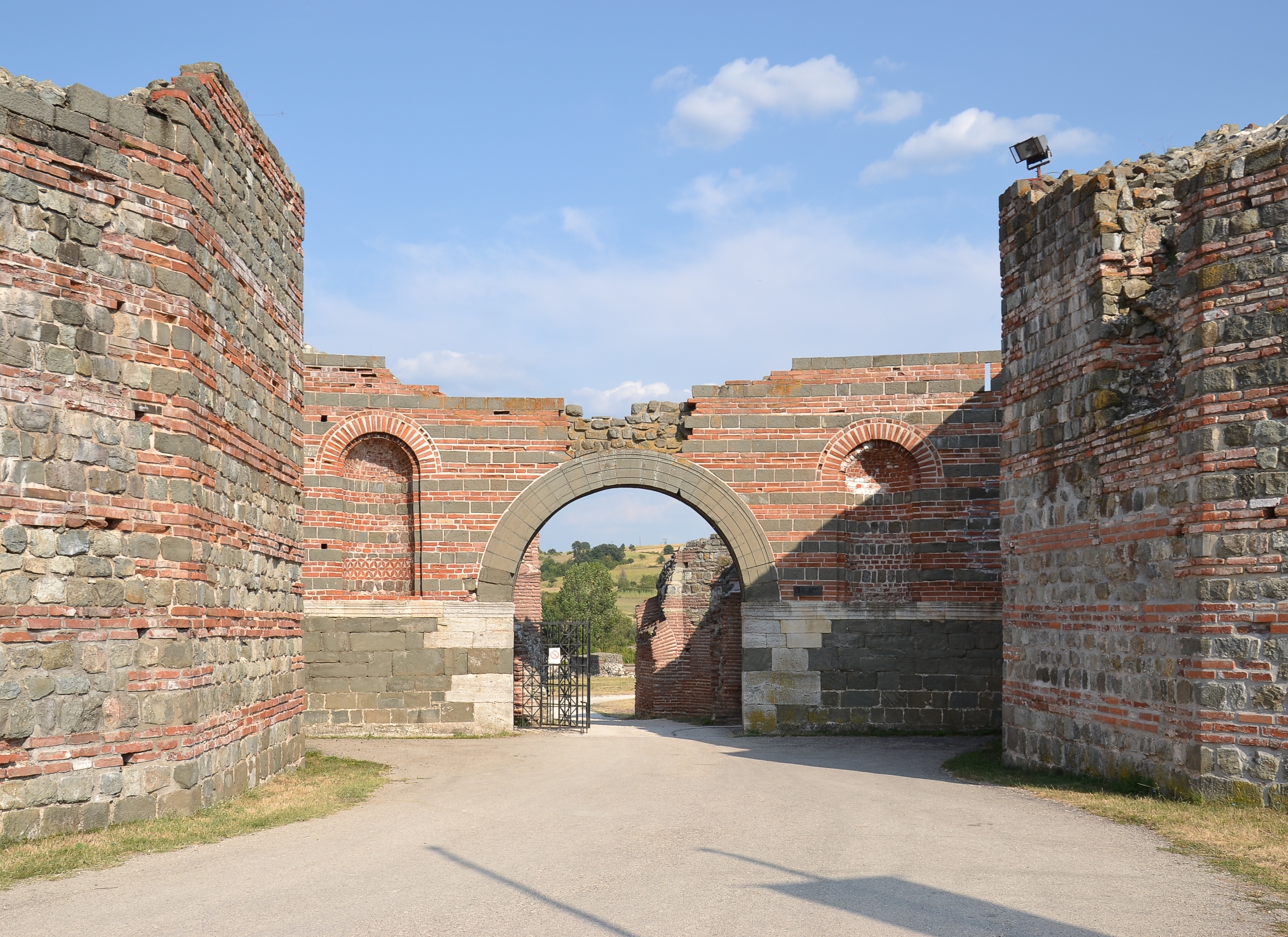 Roman walls and towers of Felix Romuliana palace complex at Gamzigrad, Serbia