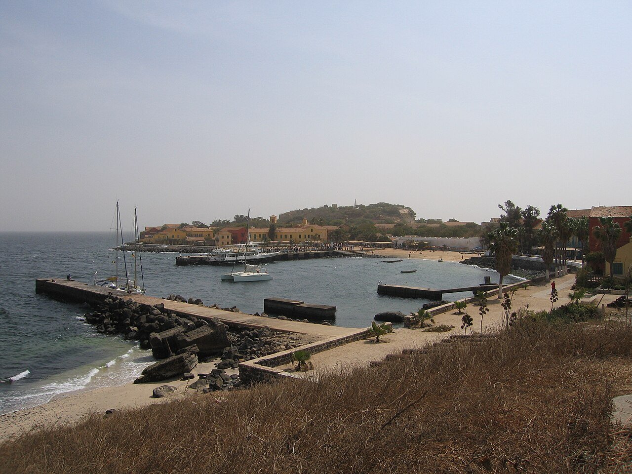 Aerial view of Île de Gorée, a small island in Dakar Bay, Senegal
