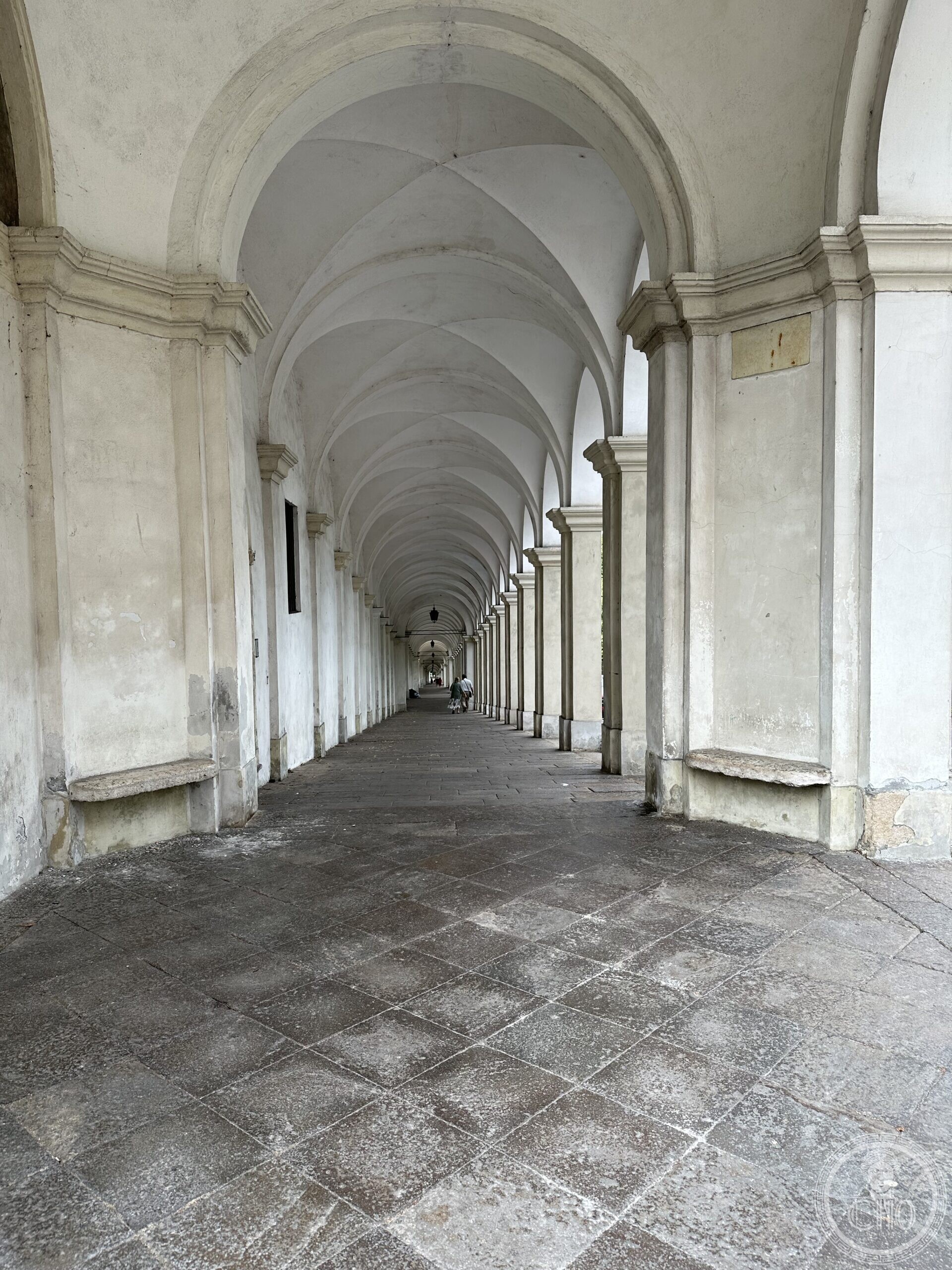 The covered portico of 150 arches leading up to the Basilica di Monte Berico, Vicenza, built by Francesco Muttoni