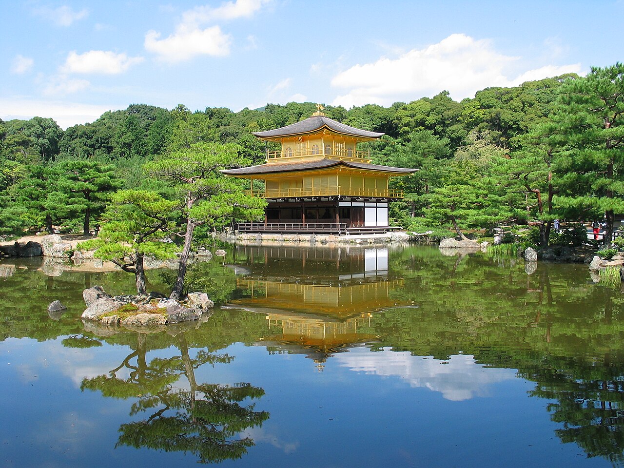 Kinkaku-ji golden pavilion reflected in Kyokochi pond, Kyoto, Japan