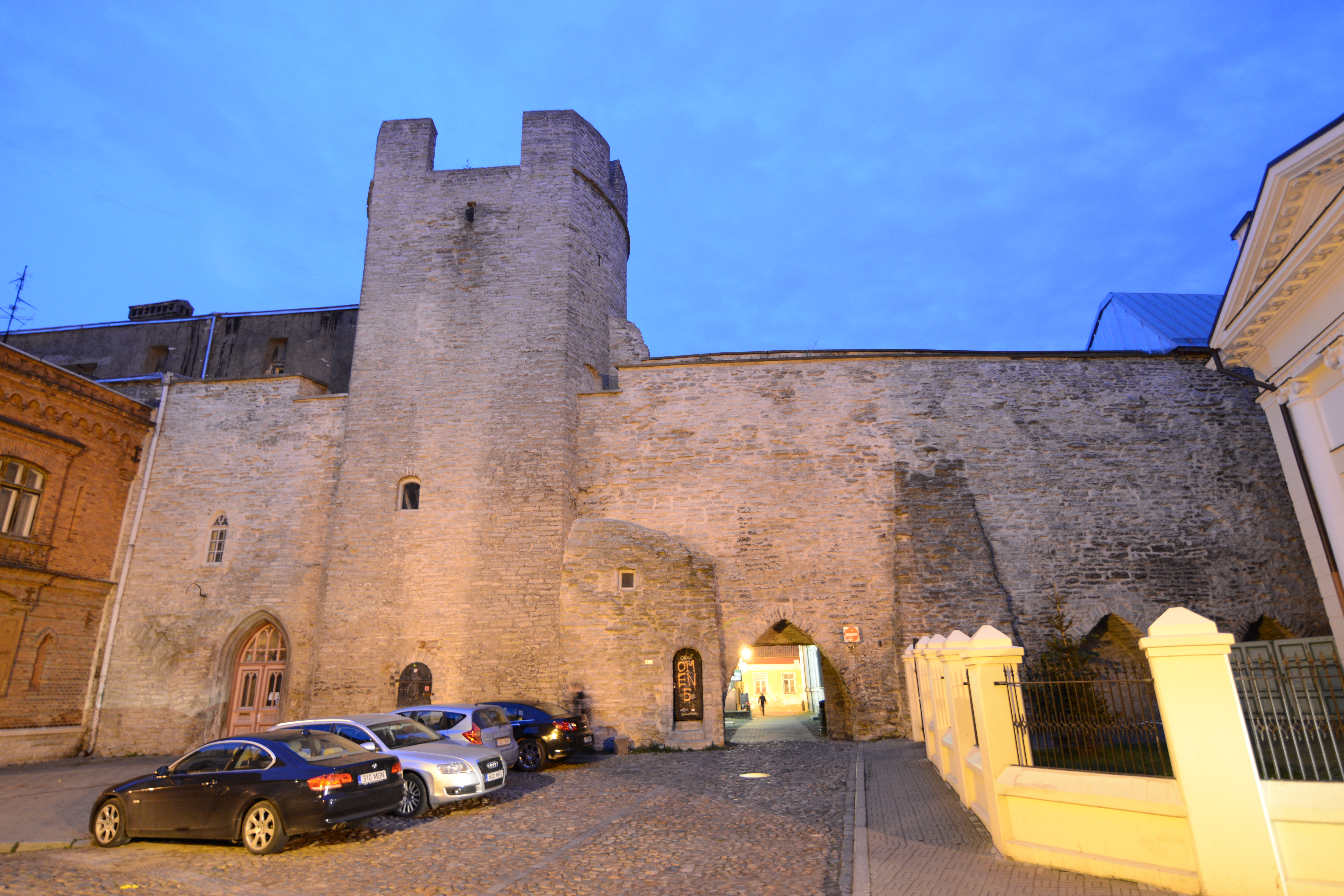 Medieval limestone towers of Tallinn Old Town city wall, Estonia