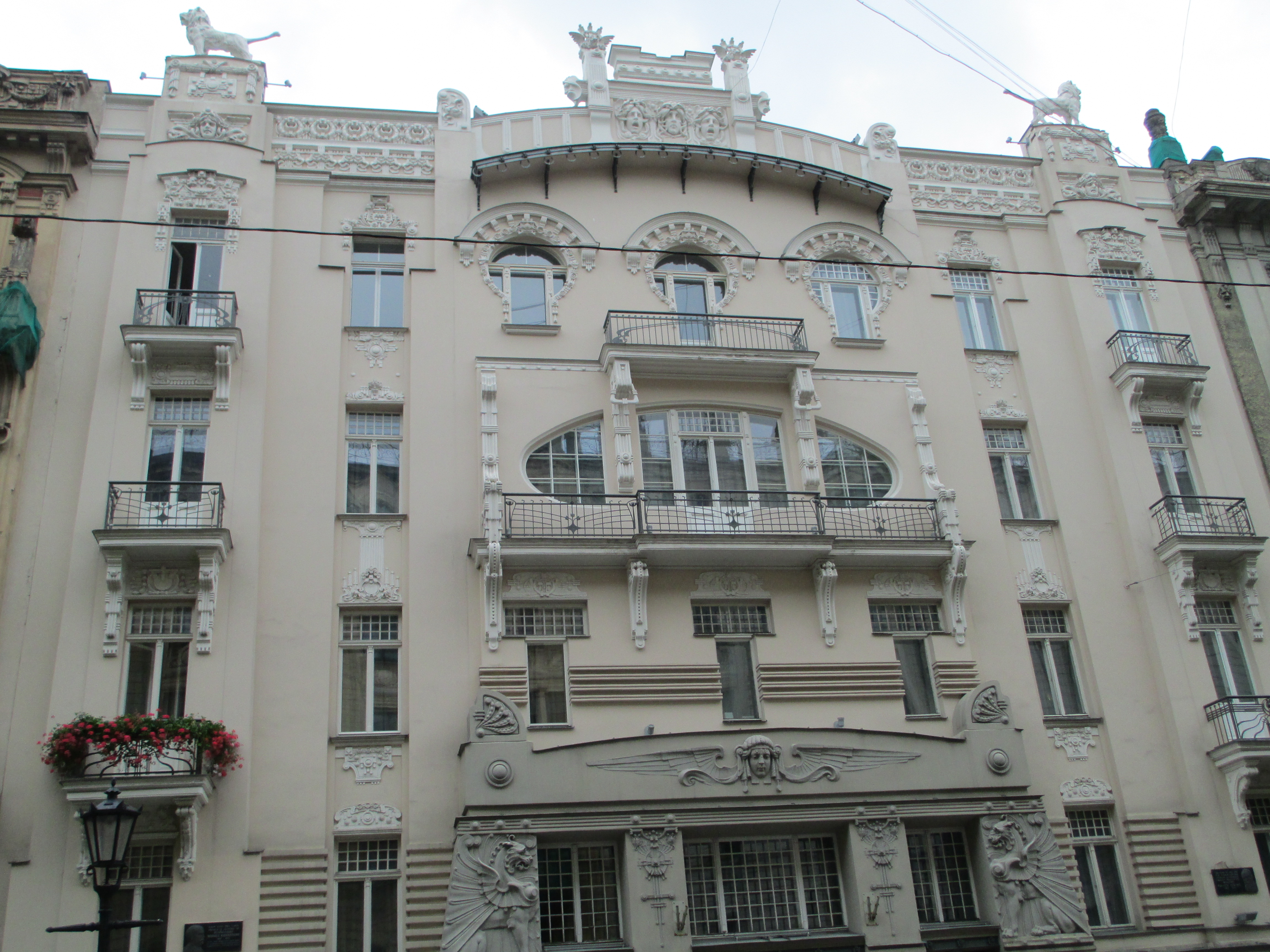 Ornate Art Nouveau facade by Mikhail Eisenstein on Alberta iela in Riga