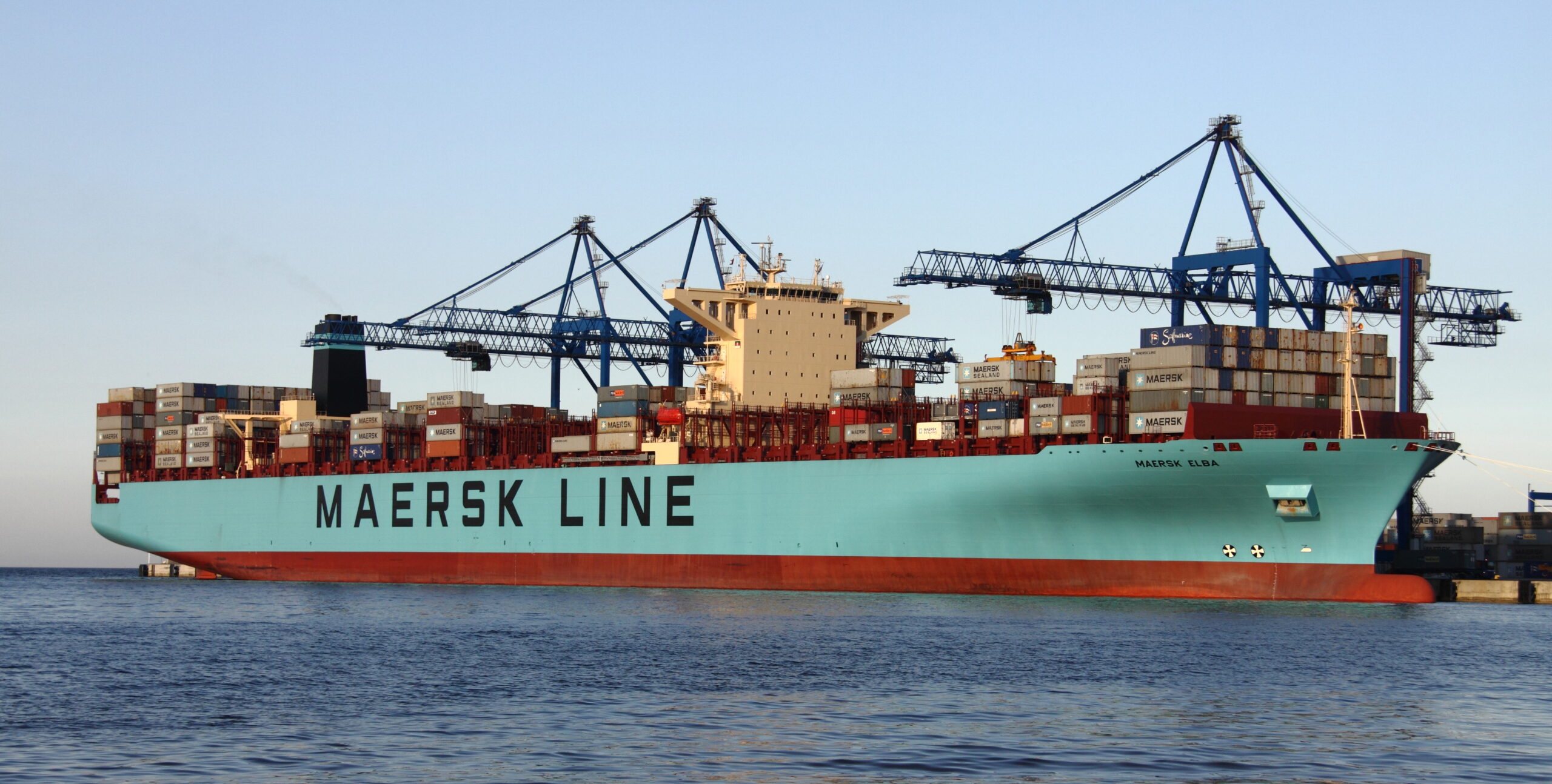 Modern Maersk Line Container Vessel with Iconic Sky-Blue Livery
