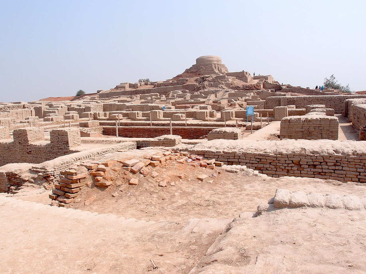 The stupa mound rising above the excavated ruins of Mohenjo-daro, Sindh, Pakistan