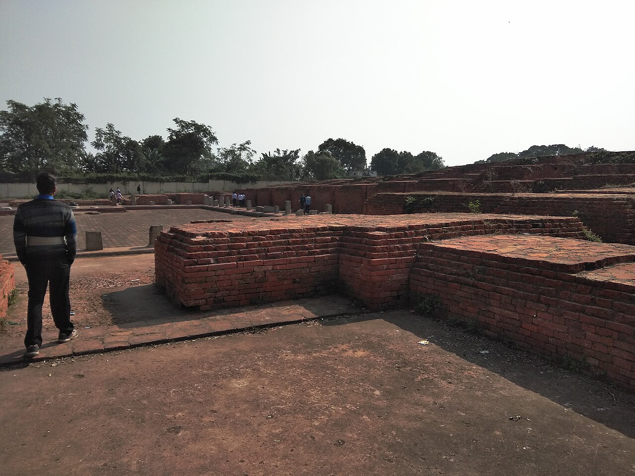 The excavated ruins of the Nalanda Mahavihara (Great Monastery of Nalanda) near Nalanda, Bihar, India — the greatest Buddhist university of the ancient world, operating approximately 5th century CE to 1193 CE, housing up to 10,000 students and 2,000 teachers, its library of 9 million manuscripts destroyed by the Khilji general Bakhtiyar Khilji, UNESCO World Heritage inscribed in 2016