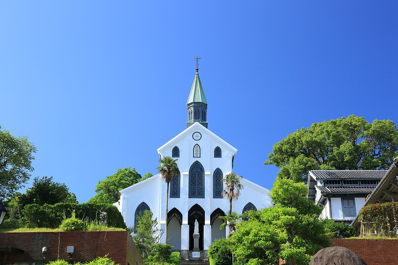 Ooura Cathedral (Oura Tenshudo) Gothic church facade in Nagasaki, Japan's only National Treasure of Western-style architecture