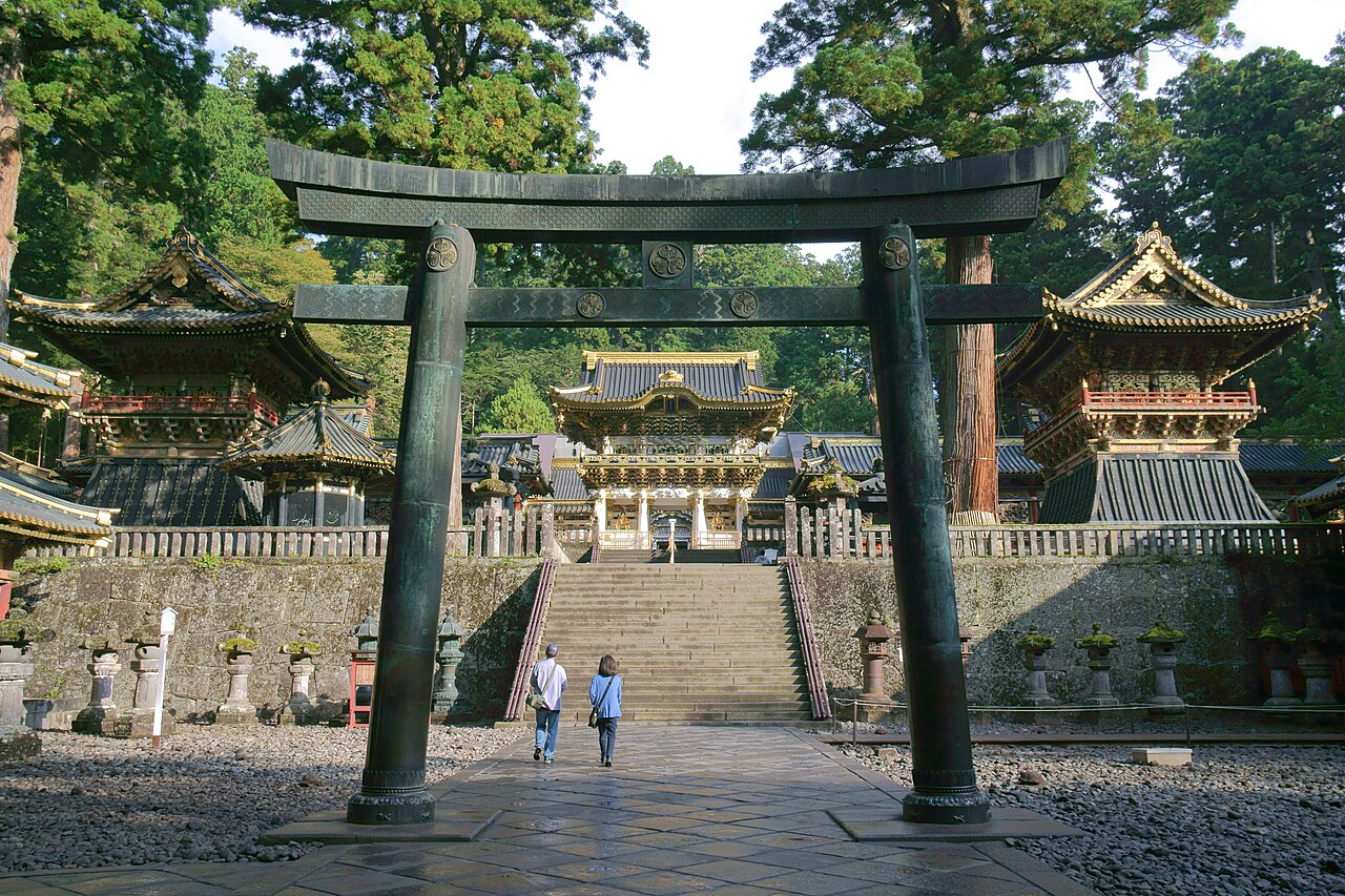 Yomeimon Gate of Toshogu Shrine decorated with carvings and gold leaf, Nikko, Tochigi Prefecture