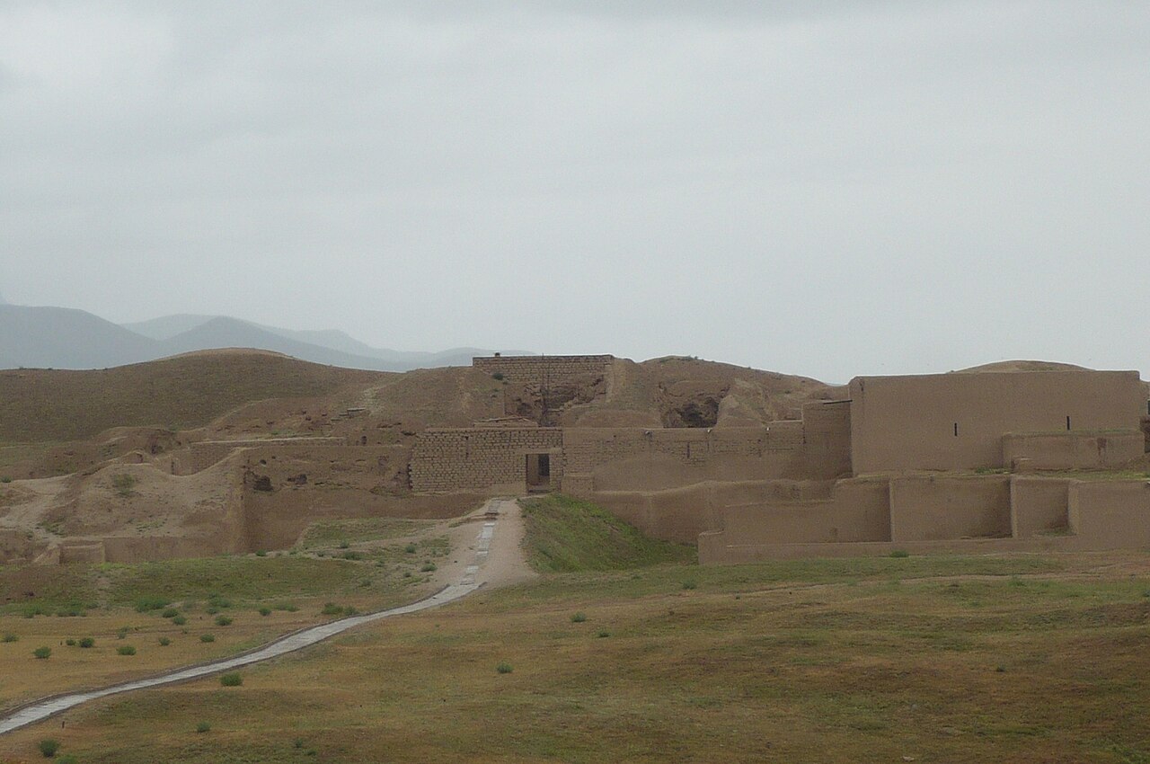 Excavated ruins of the Parthian Fortresses of Nisa showing ancient mud-brick walls