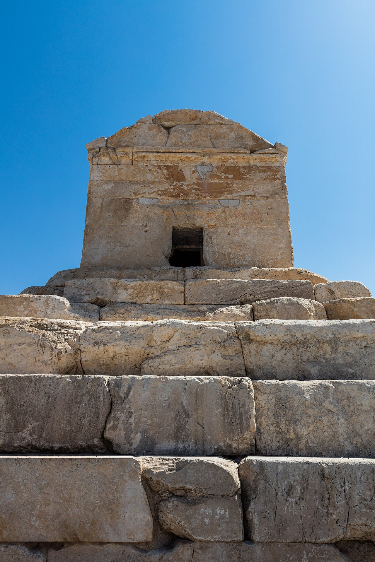 Stone columns and carved reliefs of the Audience Hall at Pasargadae, first Achaemenid capital