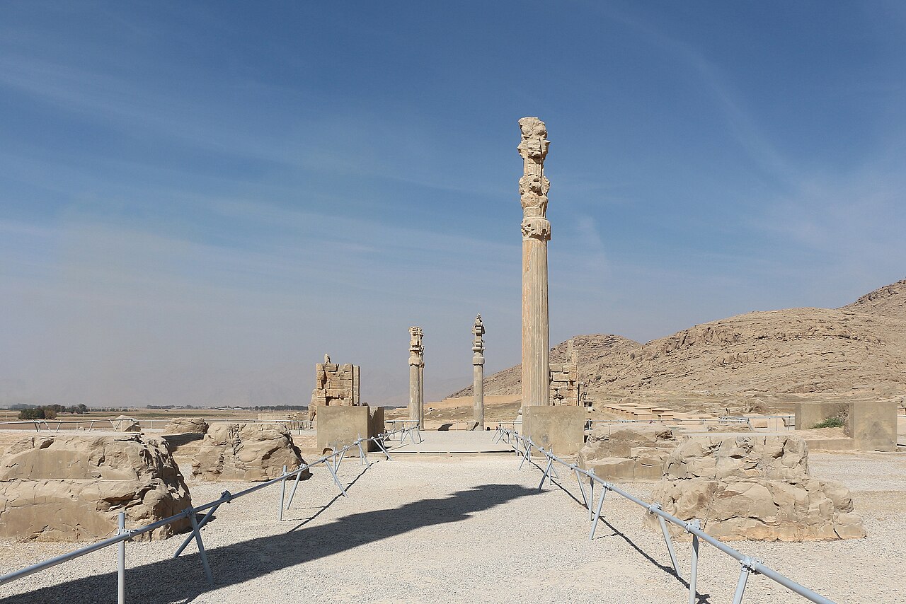 Apadana staircase at Persepolis with carved procession of tribute-bearing delegations from 23 nations