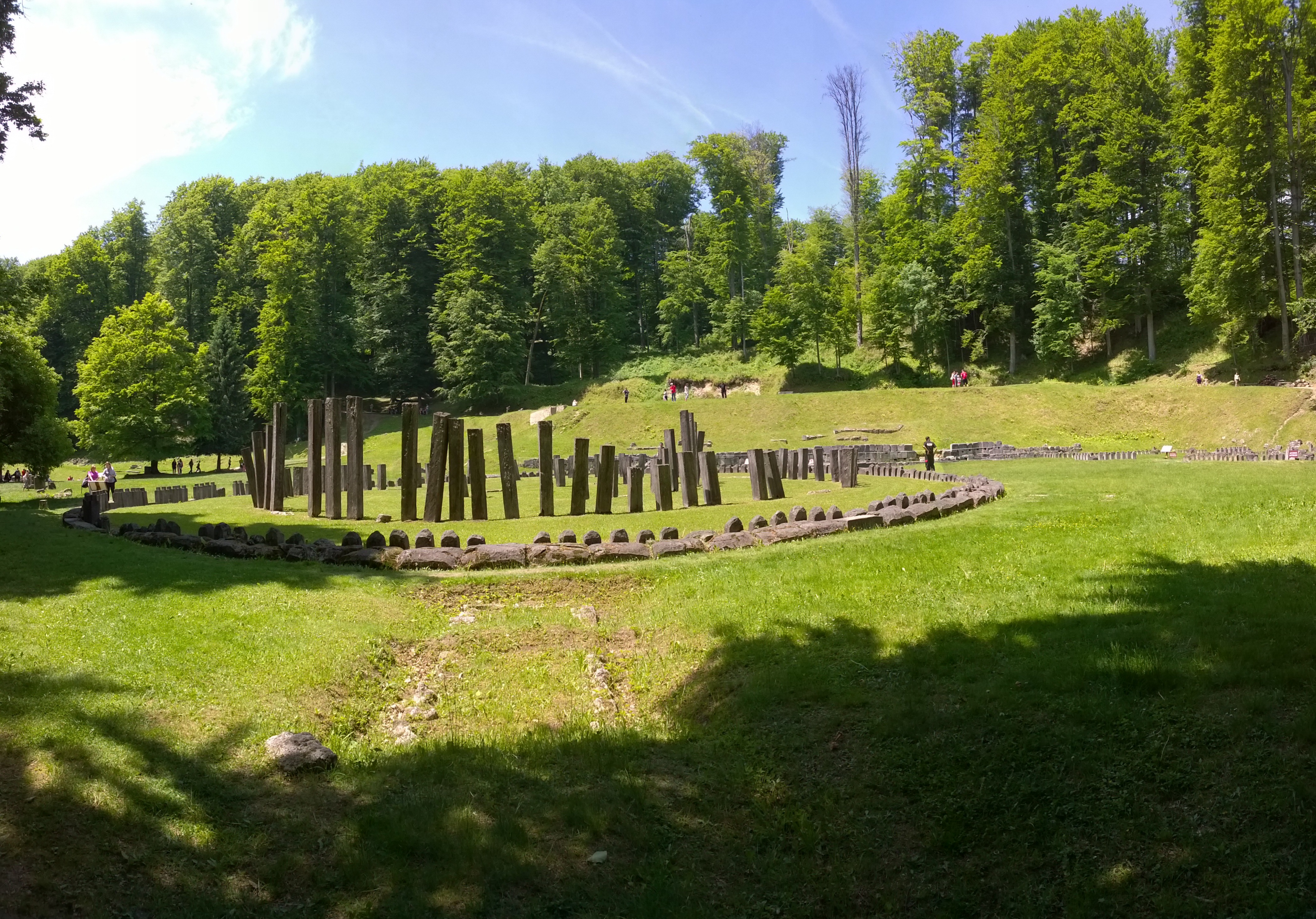 Stone ruins of the sacred zone at Sarmizegetusa Regia, the ancient Dacian capital in the Șureanu Mountains