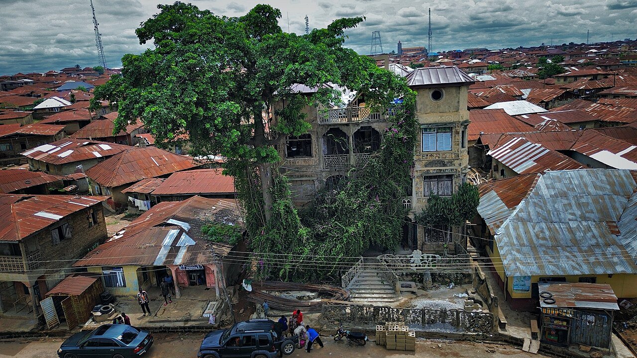 Shrine sculptures and artwork at Susan Wenger House in Osogbo, Nigeria