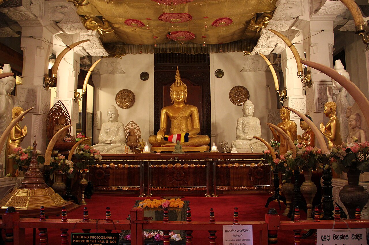 Sri Dalada Maligawa Temple of the Tooth Relic at dusk, Kandy Sri Lanka