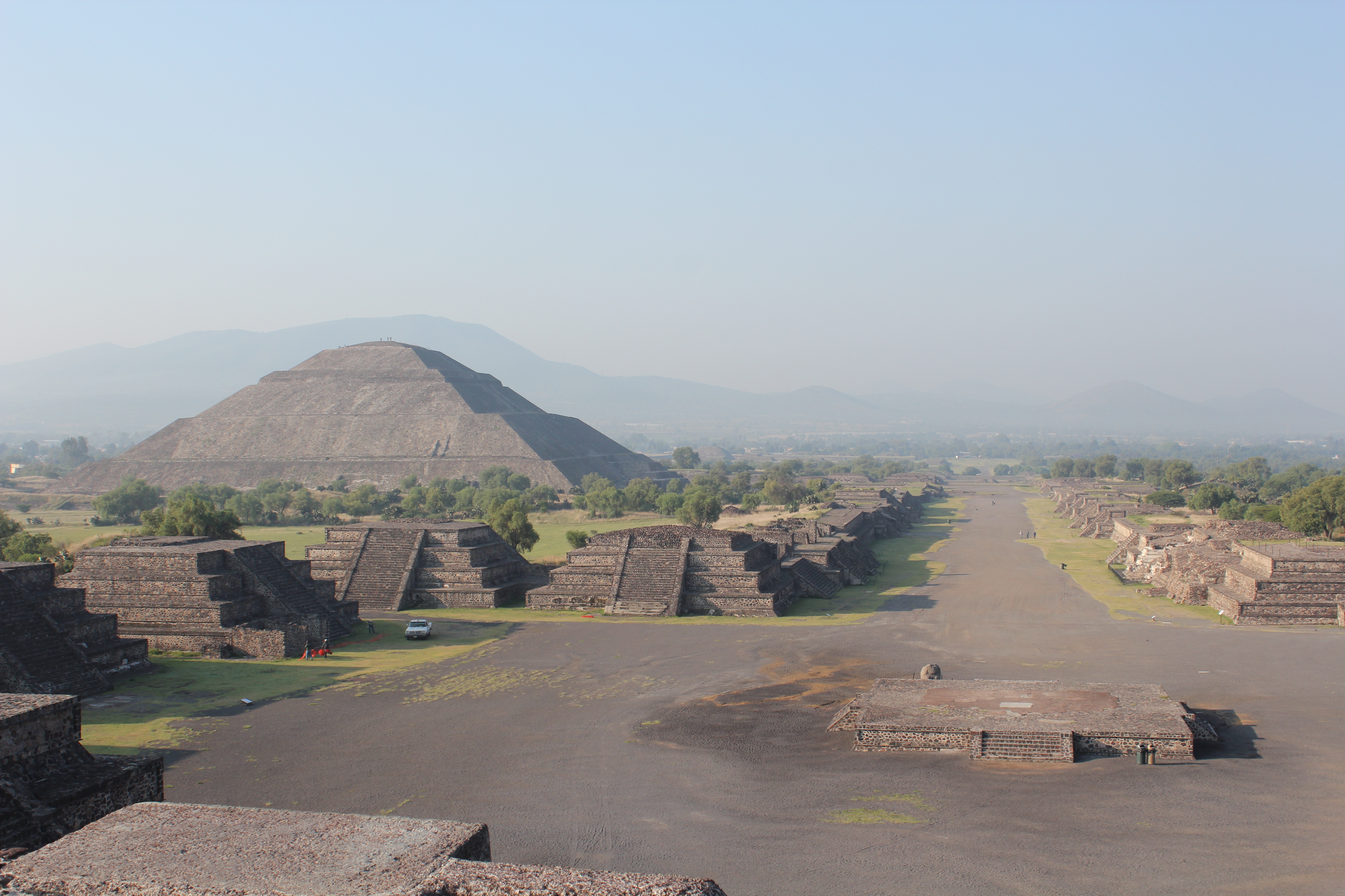 Pyramid of the Sun and Avenue of the Dead at Teotihuacan seen from above