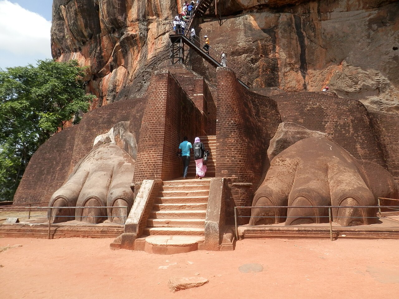 Sigiriya volcanic rock pillar rising above surrounding jungle and water gardens, Sri Lanka