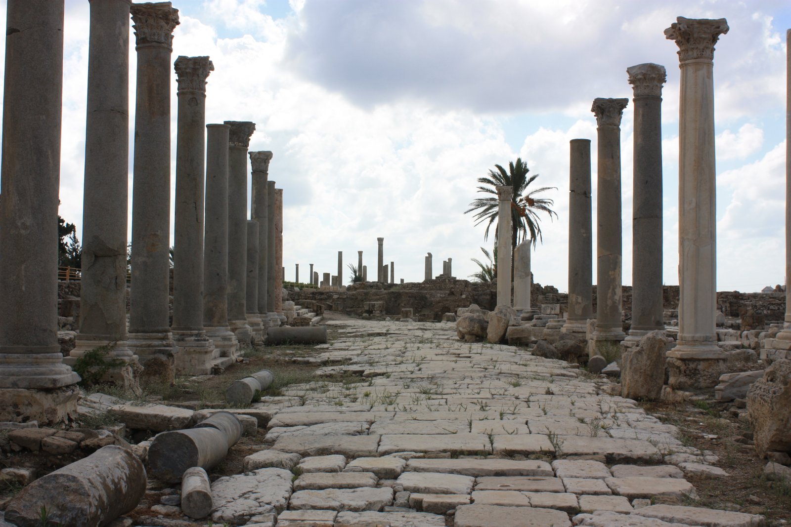 Roman colonnaded avenue with mosaic pavement at Tyre archaeological site in southern Lebanon