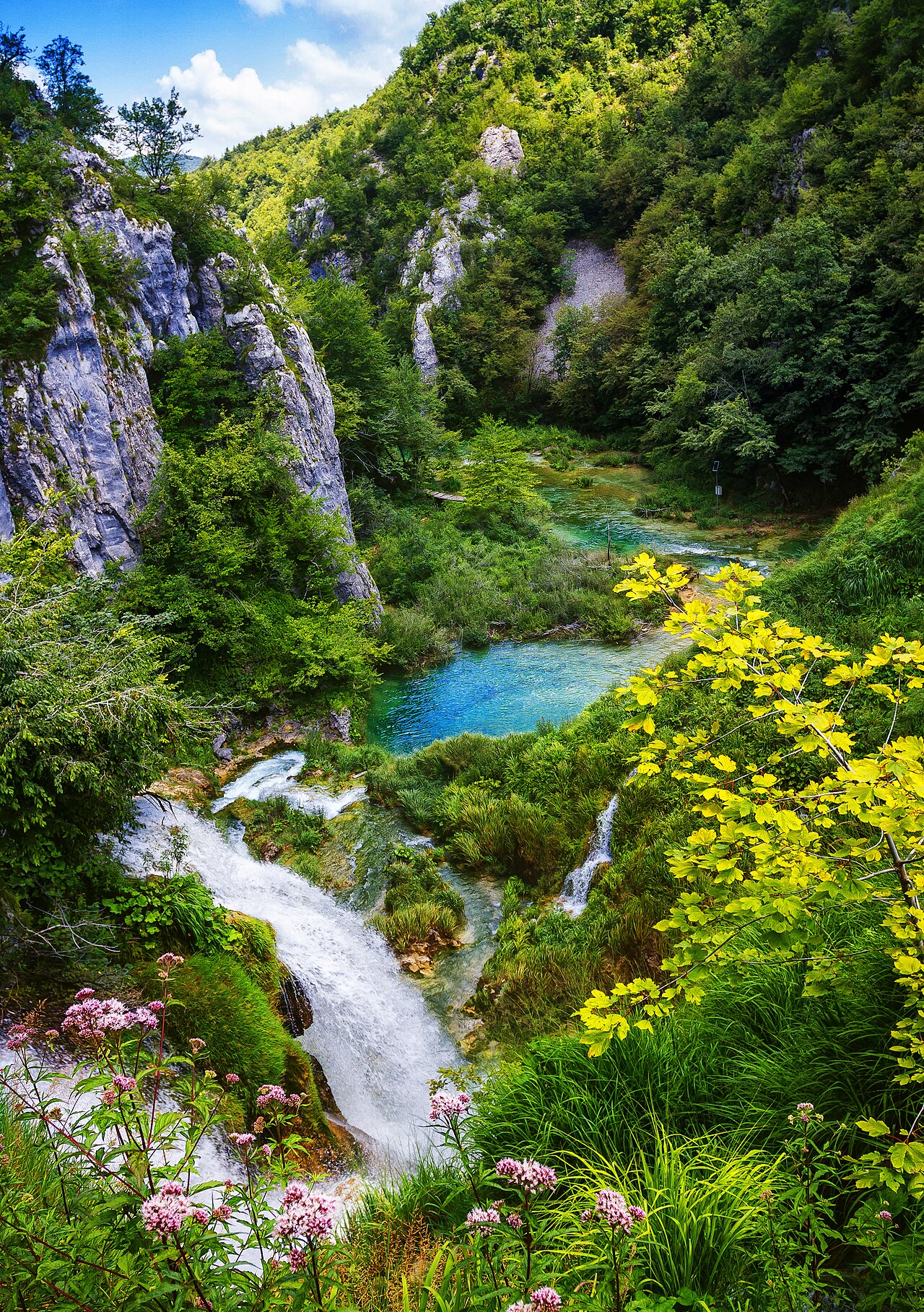 Turquoise cascading lakes and waterfalls at Plitvice Lakes National Park, Croatia