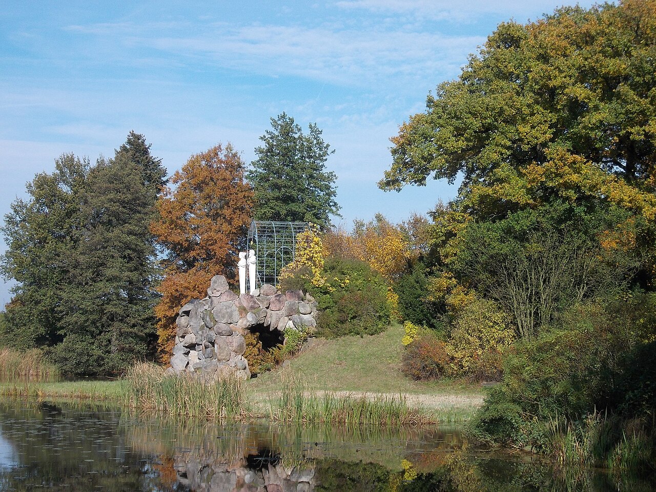 The Amalia Grotto in the Wörlitz landscape park, Saxony-Anhalt, Germany — an 18th-century Enlightenment garden with artificial grottos, temples, and lakes