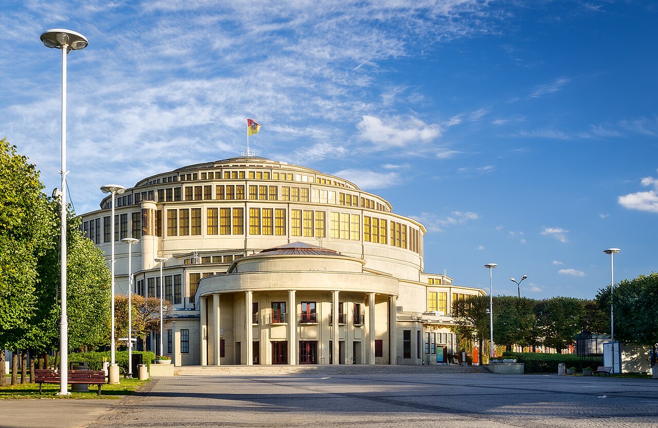 Centennial Hall exterior in Wrocław, Poland — a pioneering reinforced-concrete dome structure from 1913