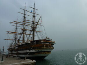The Vespucci moored in Venice