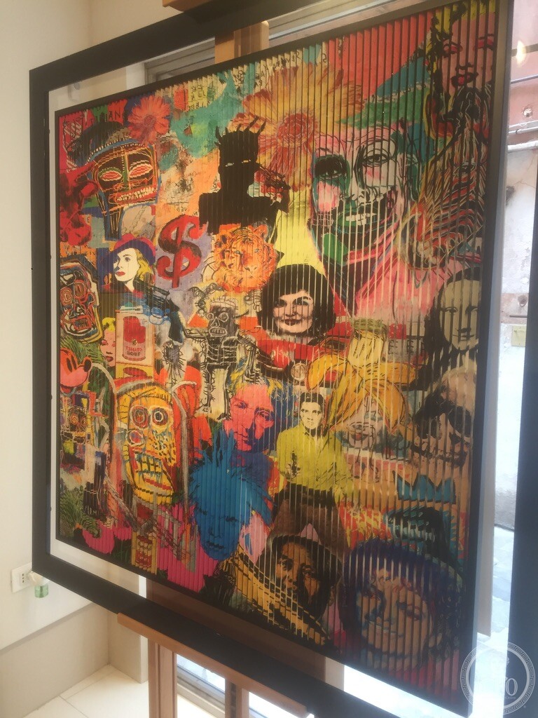 Lenticular pop-art painting featuring icons of American pop culture, Bel-Air Fine Art, Dorsoduro, Venice