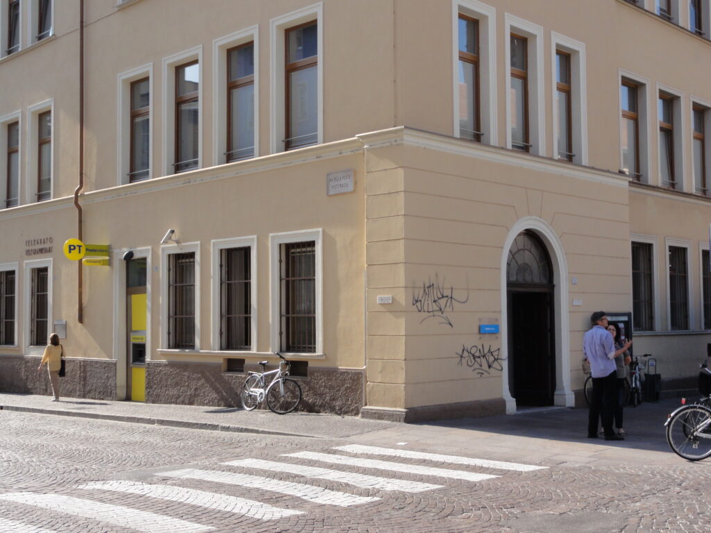 Interwar architecture overlooking Piazza Domenicani in Bolzano