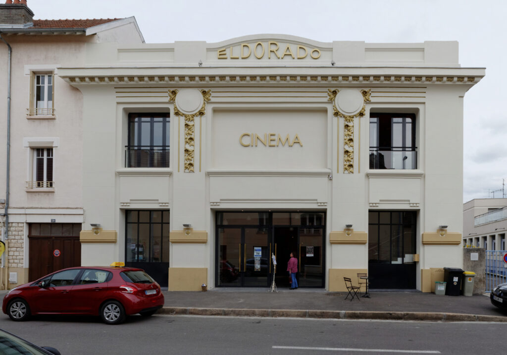 The Art Deco front of the Eldorado cinema in Dijon, seen from the street