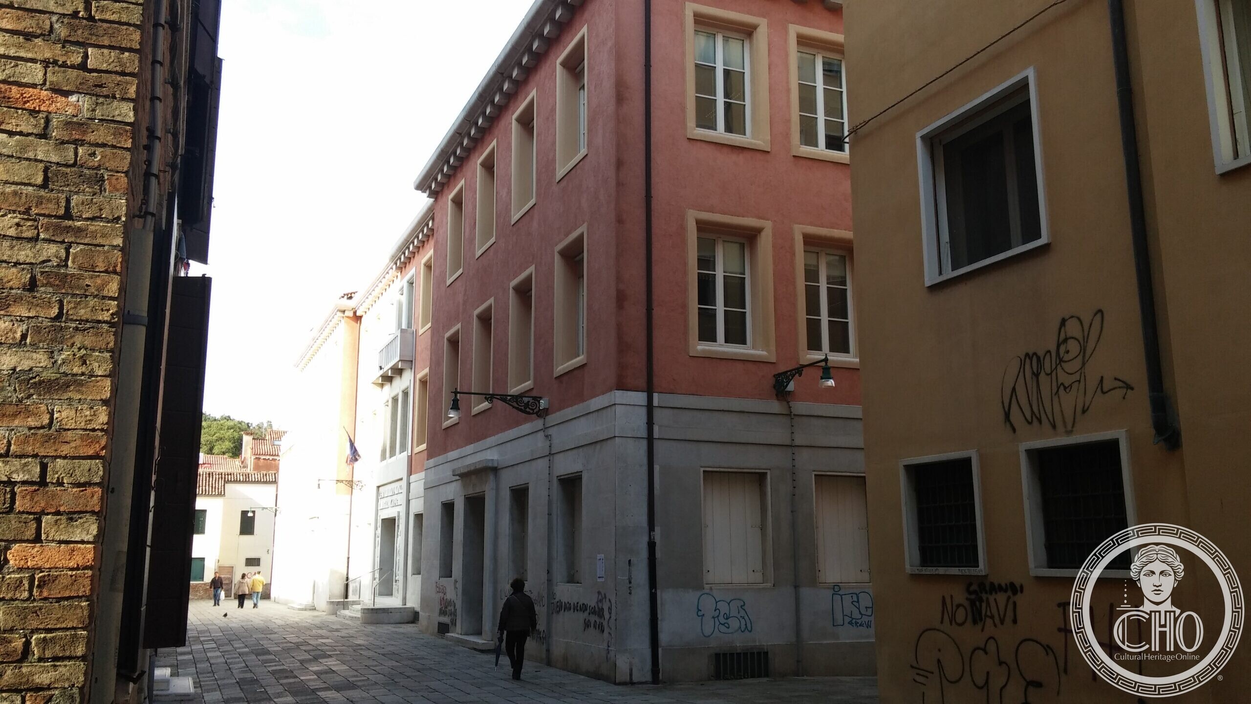The corner of the former provincial hygiene office in Venice, seen from the calle
