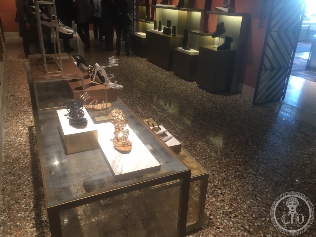 Designer shoe displays inside the Fondaco dei Tedeschi when it operated as a DFS luxury store