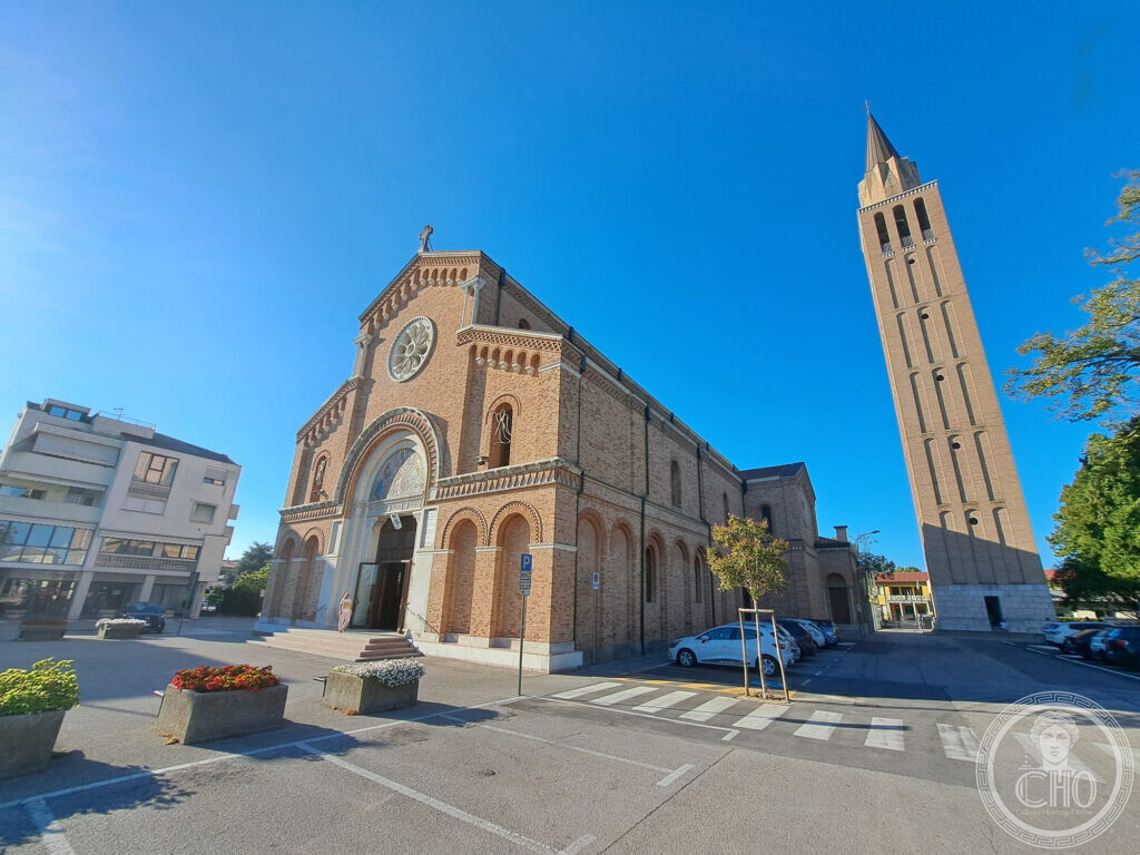 The church of San Giovanni Battista at Jesolo seen from the square with its slender brick campanile alongside
