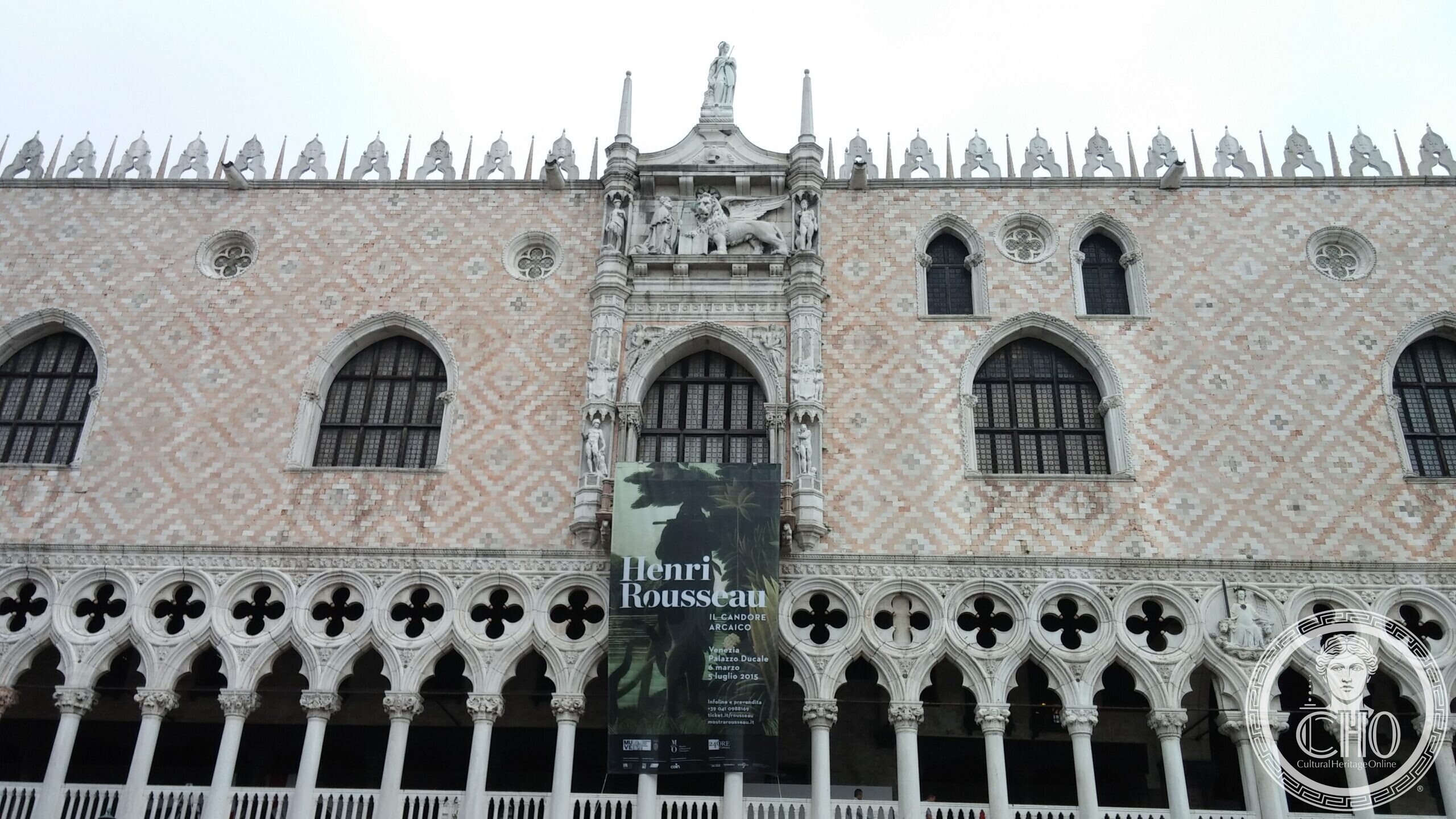 The Doge's Palace seen from the Piazzetta, with the granite column of Saint Mark in front of it