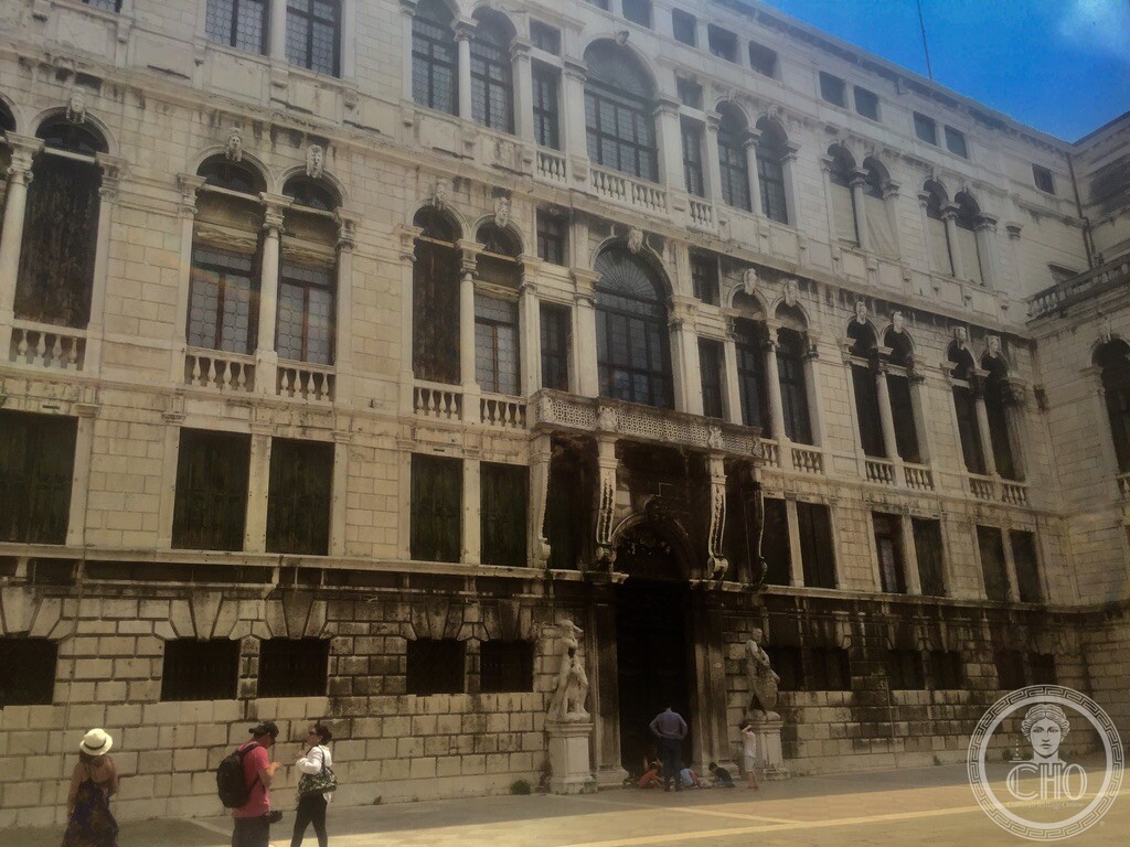 Colossal 18th-century Baroque facade of Palazzo Pisani on Campo Santo Stefano, seat of the Conservatorio Benedetto Marcello in Venice