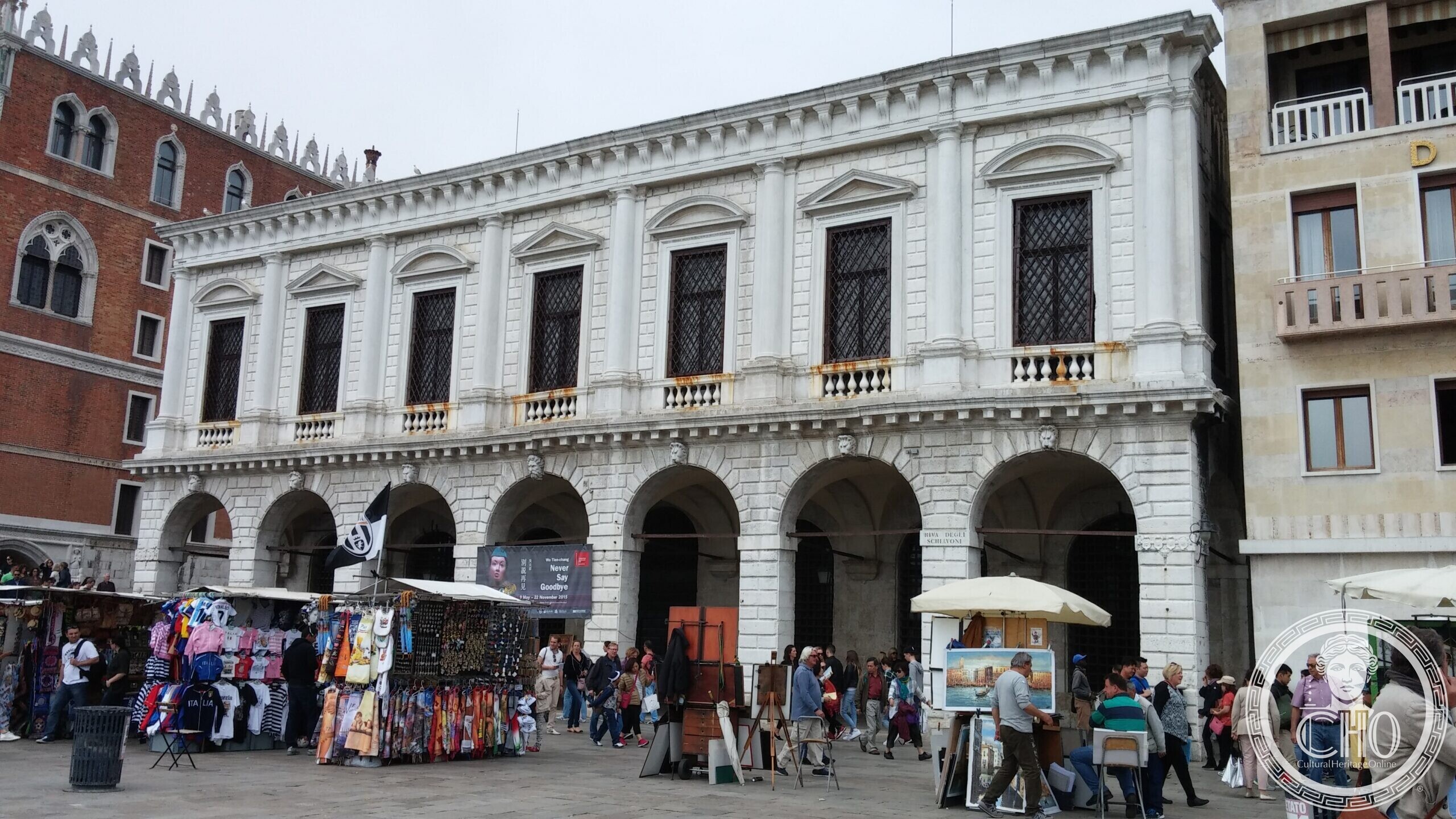 The Palazzo delle Prigioni Nuove in Venice, its rusticated arcade facing the Riva degli Schiavoni