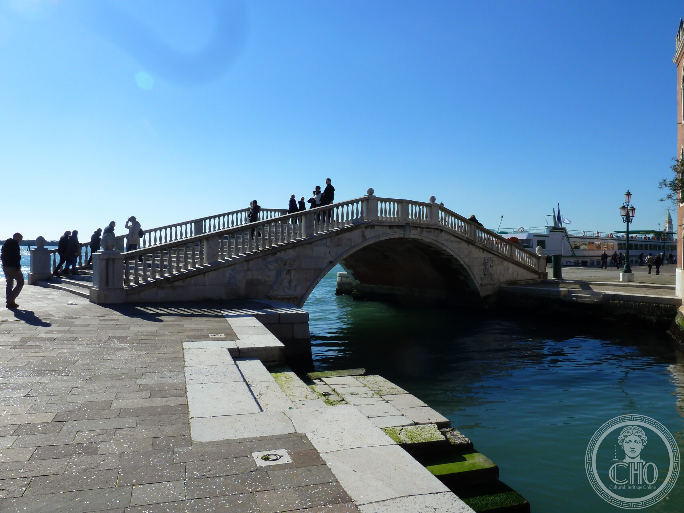 The Ponte de la Veneta Marina seen from the west, with the campanile of San Marco in the distance