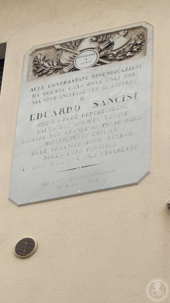 The Sancisi plaque, via Molari, Santarcangelo di Romagna: a republican organiser of workers, remembered in 1908