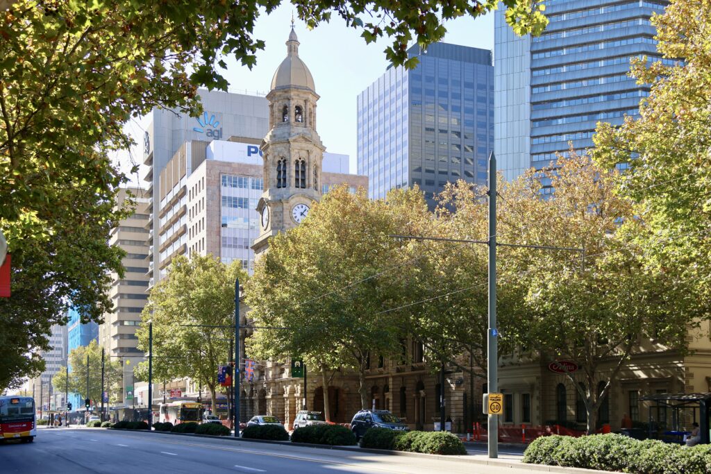 Historic Adelaide Town Hall on King William Street near the original newspaper publishing offices
