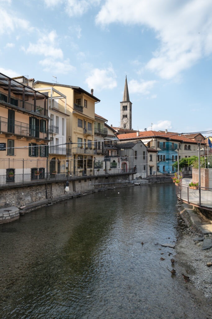 The historic Nigoglia river outlet and industrial canal flowing through Omegna