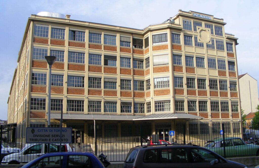 Modern facade of the preserved Lingottino building on Corso Racconigi in Turin