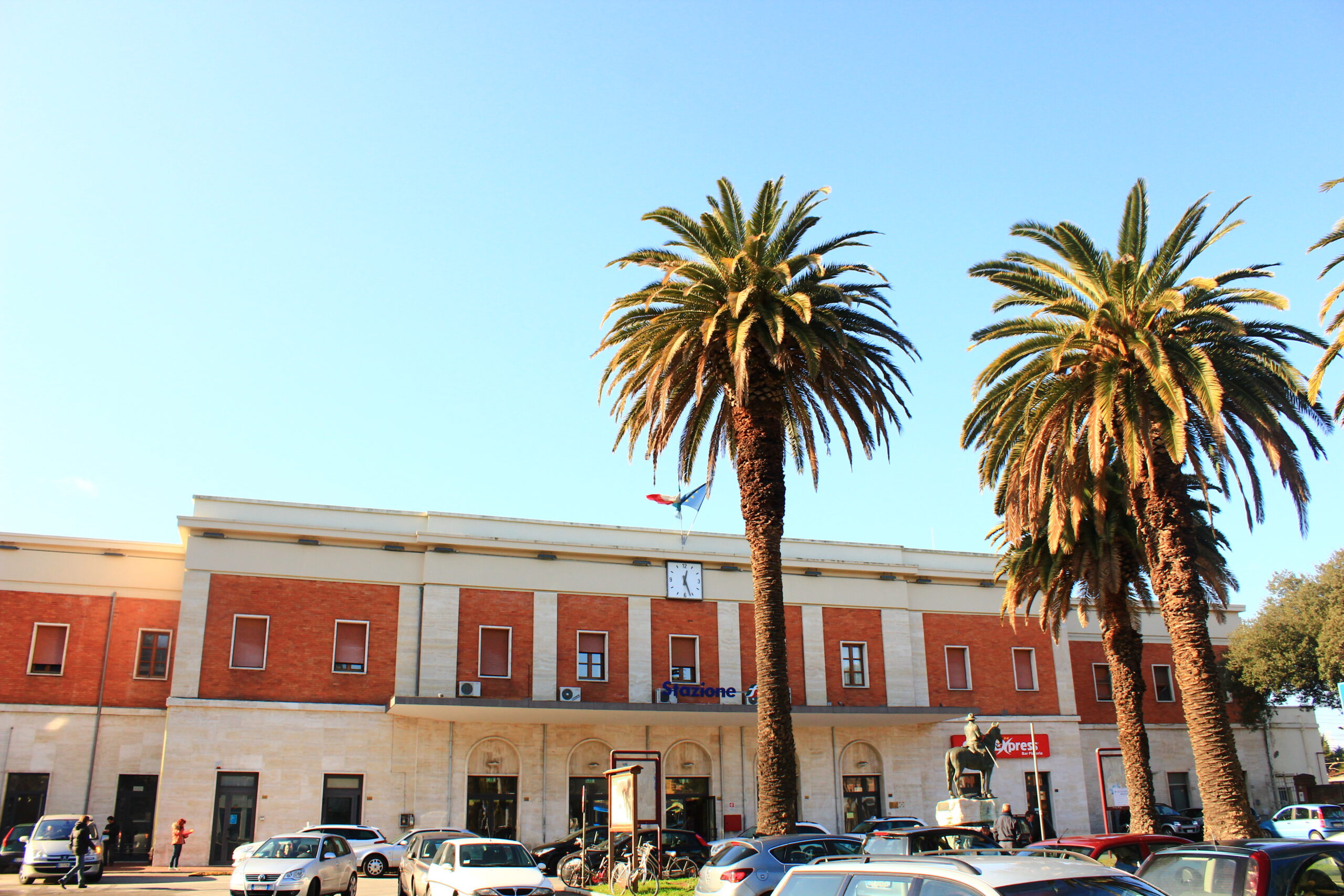 Historic railway terminus and passenger concourse in Piazza Marconi at Grosseto
