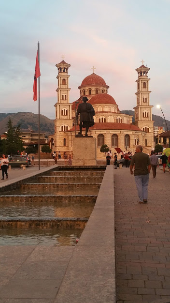 Resurrection Cathedral in Korçë representing the historic interwar urban center