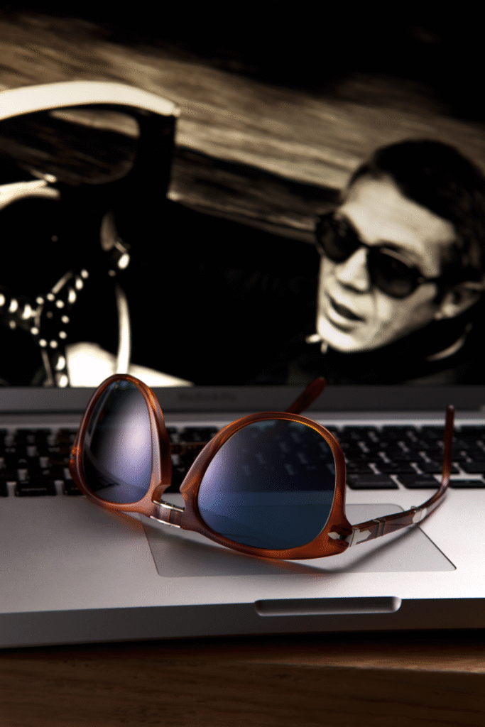 Persol foldable sunglasses featuring the flexible stem system